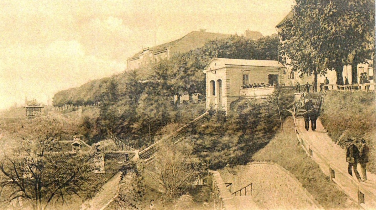 Strossmayerovo šetalište oko 1900. godine, gornja postaja uspinjače